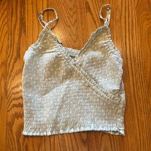 Hollister White/Green Flower Crop Tank Top